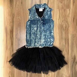 Ooh! La, La! Couture Blue Denim and Black Tulle Dress